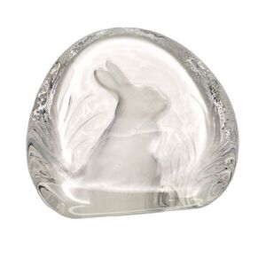 Bunny Rabbit Paperweight 24% Lead Crystal Zajecar Yugoslavia Cottagecore VTG 80s